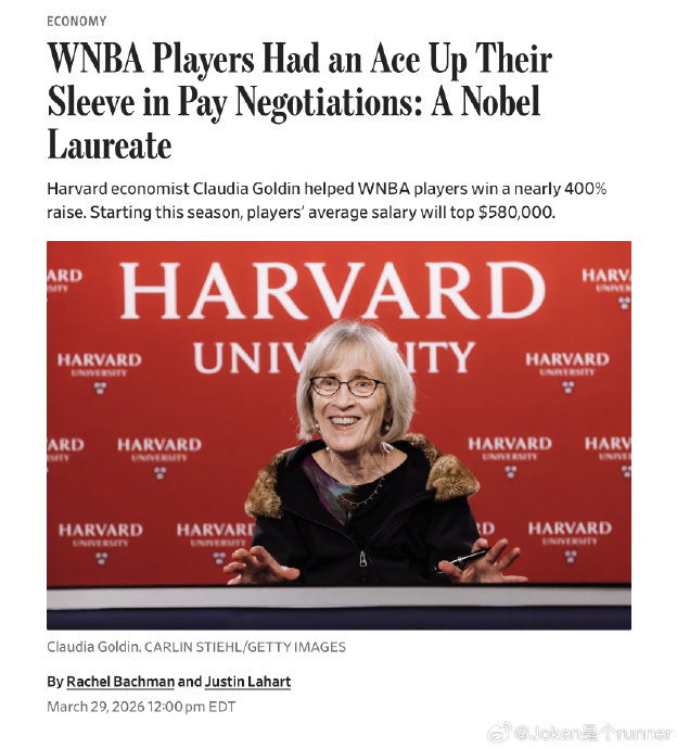 诺贝尔奖得主助力WNBA球员薪资飙升近400%